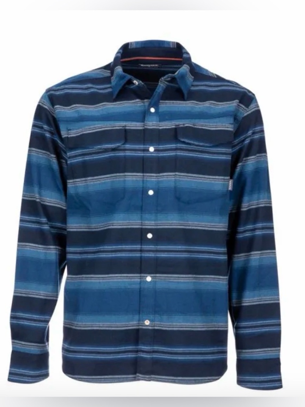Simms Men's Gallatin Flannel Fishing Shirt - Rich Blue Stripe. Size L